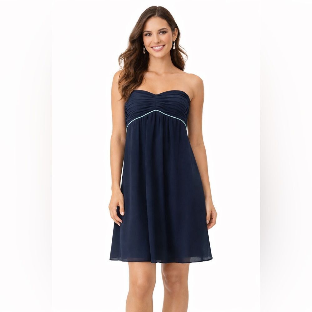 Sail to Sable Silk Strapless Navy  Dress NWOT